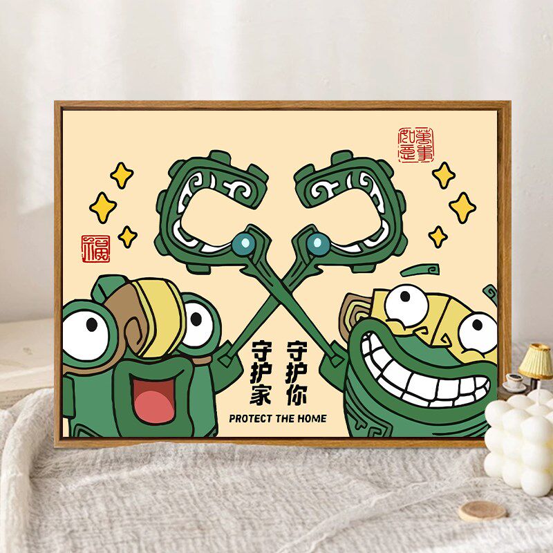 结界兽石矶娘娘哪咤diy数字油画填充涂色手工卡通太乙真人装饰画