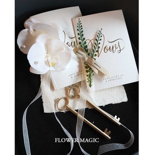 白色仙美森系小清新蝴蝶兰卡致辞卡宣誓卡结婚礼新郎新娘誓言卡