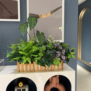 wo+仿真小麦蕨草栅栏绿植麦穗混搭假花阳台隔断楼梯角落橱窗摆放