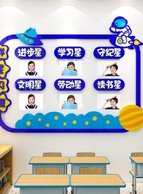小学校幼儿园每周班级之星评比栏照片墙贴画装饰教室文化墙面布置
