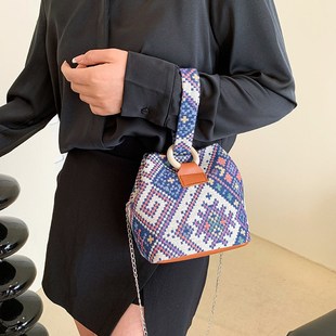 广西壮锦花纹壮族编织帆布包 休闲手提单肩包织花民族文创礼品包