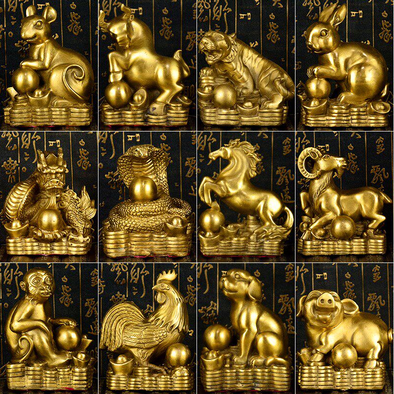 黄铜十二生肖摆件鼠牛虎兔龙蛇马羊猴鸡狗猪家居客厅车内饰品摆件,家居饰品,装饰摆件,淘宝优惠券,粉丝福利购,淘宝优惠卷