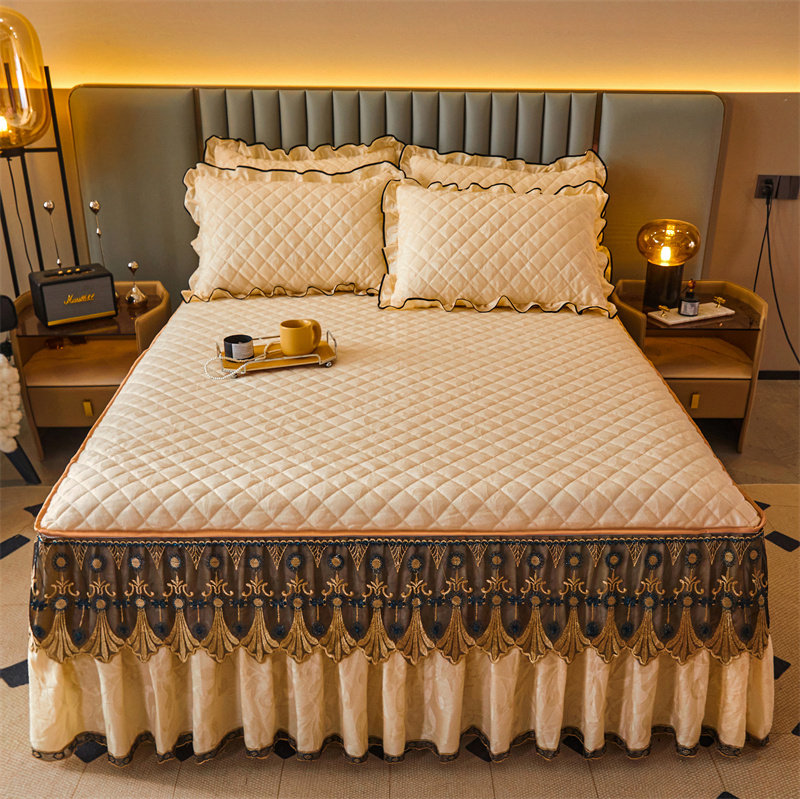 可拆卸天鹅绒夹棉加厚床裙单件蕾丝保暖加绒床罩双人1.8m防滑床套,床上用品,床裙,淘宝优惠券,粉丝福利购,淘宝优惠卷