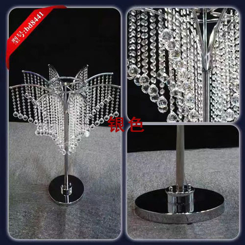 新款婚庆路引装饰水晶宫花架铁艺舞台道具酒店婚礼堂桌花花器摆件