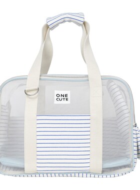 ONECUTE新款宠物外出包蓝白条纹狗包比熊博美单肩手提透气猫包