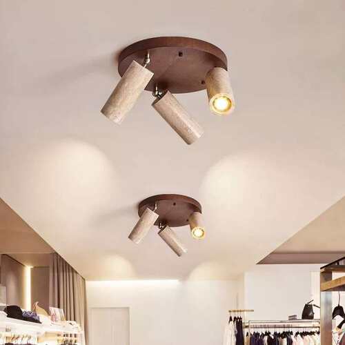跨境日式LED黄洞石灯具过道玄关卧室阳台中古聚光打光式吸顶灯