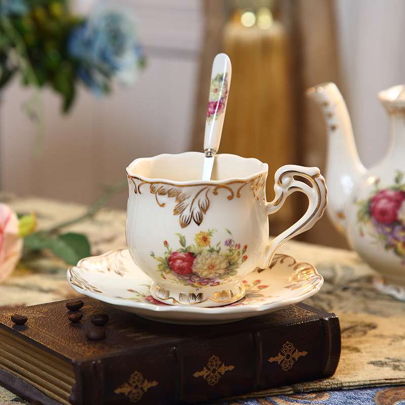 咖啡杯套装欧式陶瓷杯红茶杯英式宫廷风简约下午茶杯茶具家用带勺