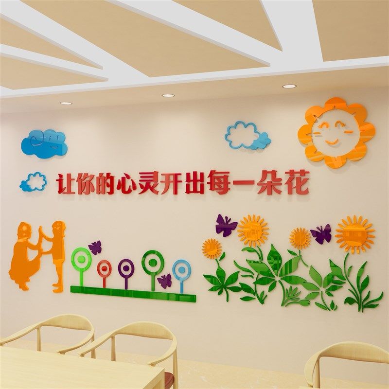 心理咨询室布置装饰墙贴纸画挂图心灵辅导医务室文化留守儿童之家