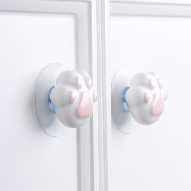 新款免打孔猫爪拉手衣柜门橱柜抽屉推拉门移门玻璃门免钉自粘把手