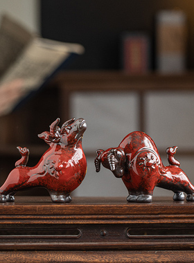陶瓷牛气冲天摆件创意家居客厅办公室招财生肖牛桌面装饰工艺礼品