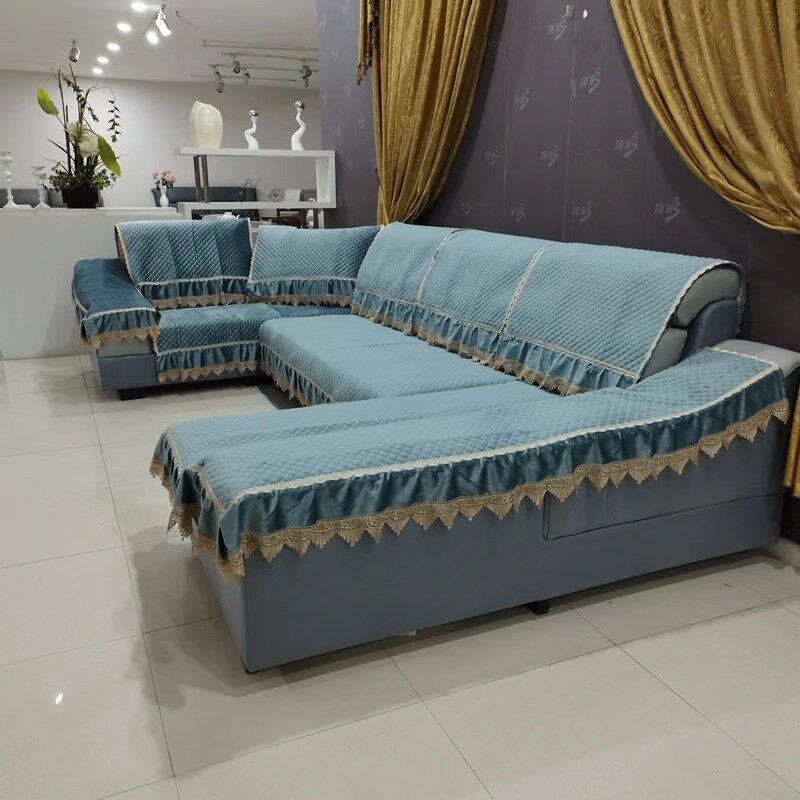 u型凹形4米大沙发坐垫套装加厚加绒沙发防滑垫子坐垫靠背扶手组合