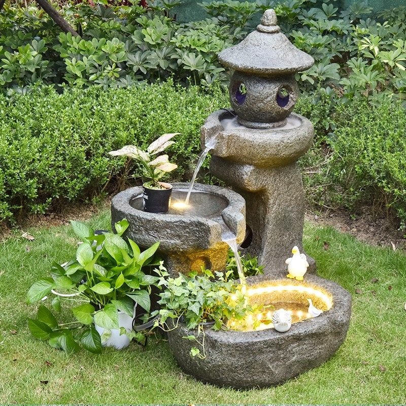 庭院鱼池景观摆件流水陶罐假山循环造景室内玄关阳台花园布置,家居饰品,装饰摆件,淘宝优惠券,粉丝福利购,淘宝优惠卷