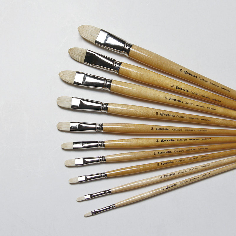 康大溢美  Escoda 进口  白色猪鬃专业美术丙烯油画颜料笔   4528