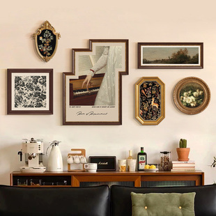 法式中古复古客厅装饰画餐厅墙壁挂画欧式沙发卧室床头不规则组合