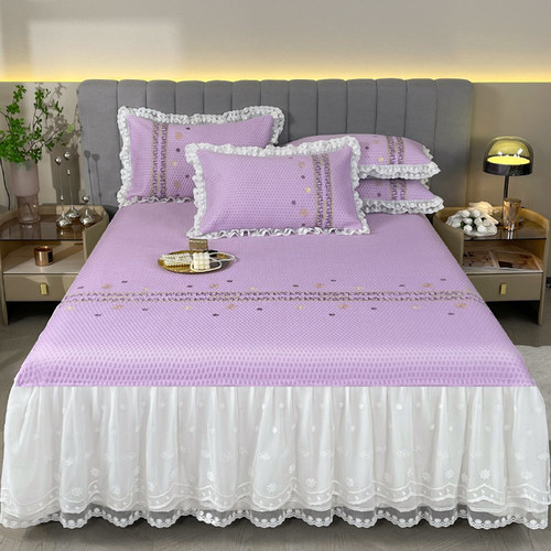 高端2023新款a类冰丝凉席三件套床裙款可水洗床笠罩空调席子夏季