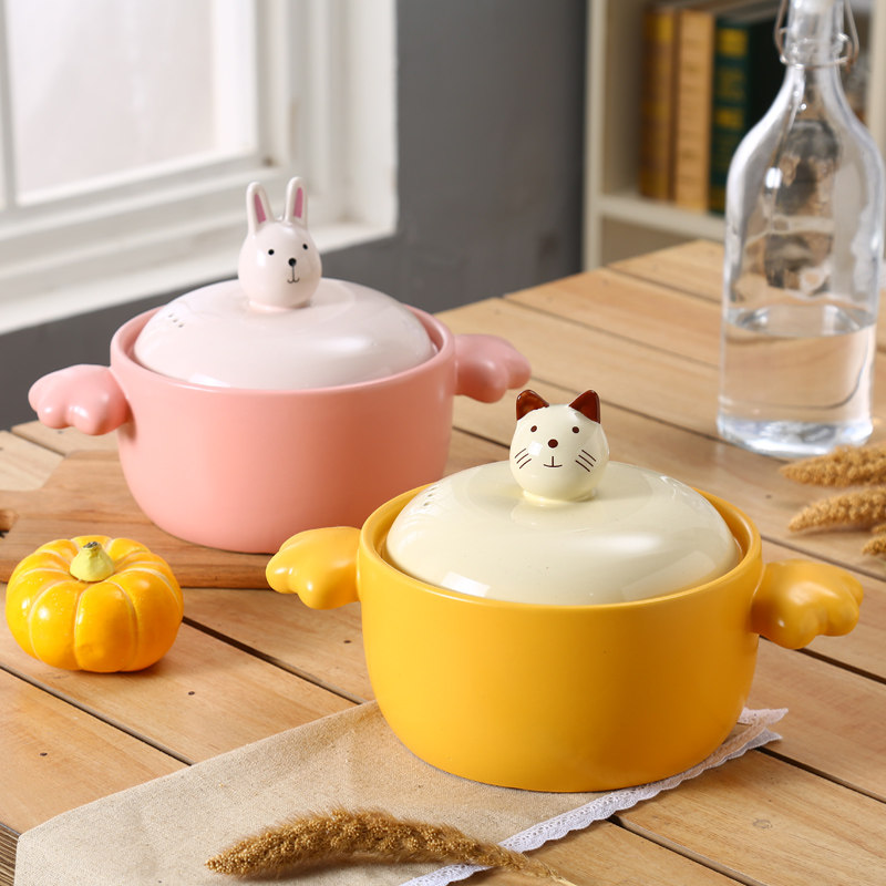 创意卡通砂锅陶瓷锅炖锅耐高温煲汤沙锅石锅韩式家用汤锅