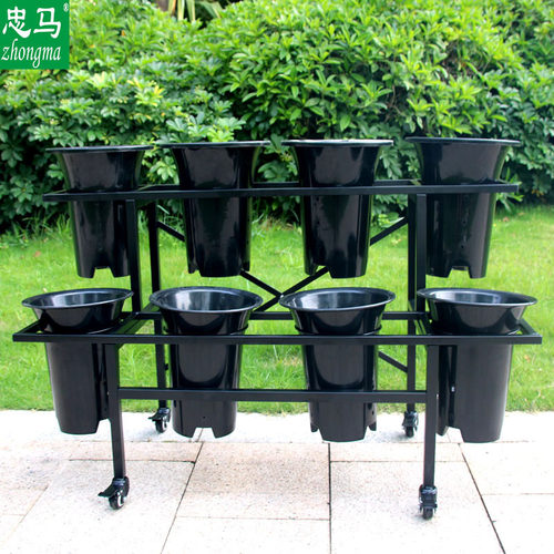 zhongma/忠马  2层兰花架子兰草盆架带轮承重移动铁艺花架