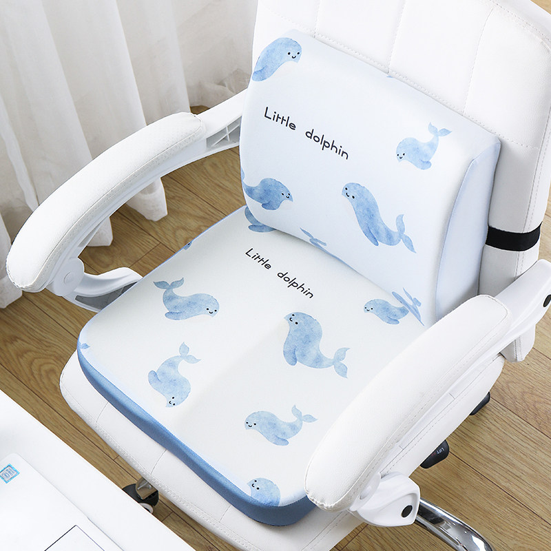 记忆棉办公室坐垫靠垫一体靠背垫座椅腰靠电脑椅子护腰护臀套装