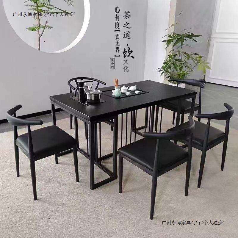 茶桌椅组合火烧石茶台家用办公阳台大理石茶几简约现代功夫泡茶桌