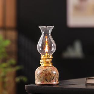 陶瓷酥油灯手绘敦煌怀旧复古氛围灯灯盏新中式书房卧室小夜灯灯具