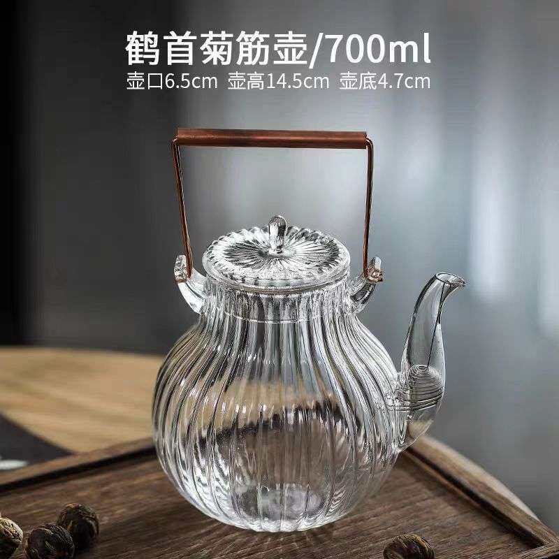 57泡人玻璃花茶壶套装过滤4带电陶菊花茶提梁壶茶具专用收藏2
