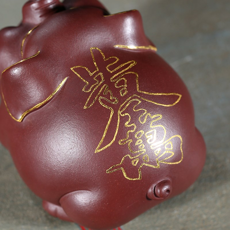 紫砂茶宠摆件精品可养招财可爱小猪迷你茶玩功夫茶具创意茶道摆设