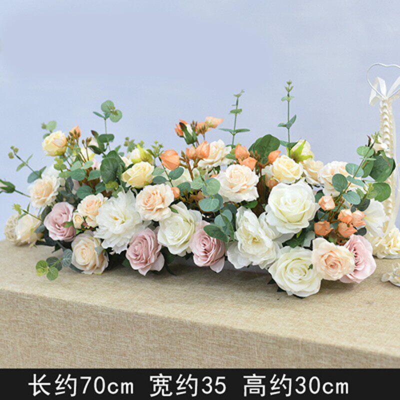 餐厅长桌桌花摆置商务会议台桌面装饰桌花宴会布花餐桌仿真花摆件