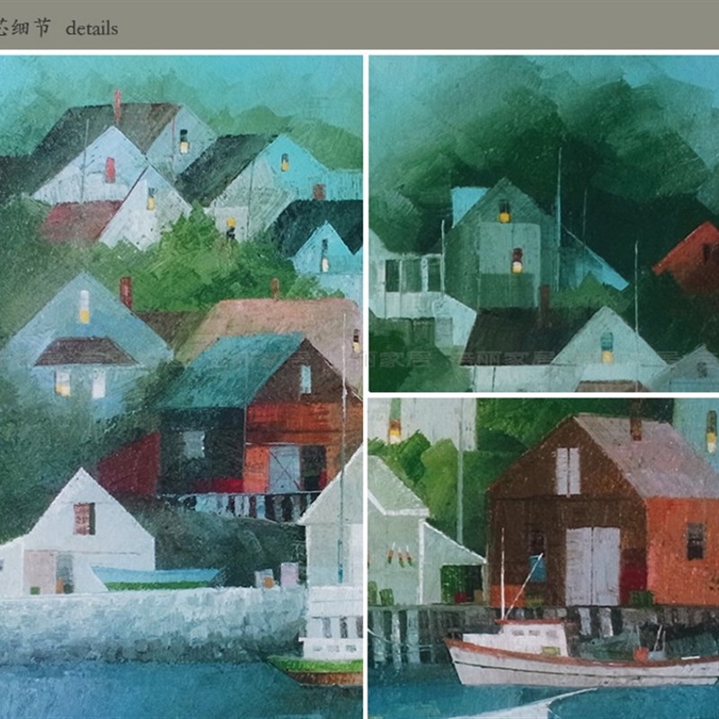 美丽的风景帆船村庄客厅书房卧室玄关家具居店装饰画 有框画挂画