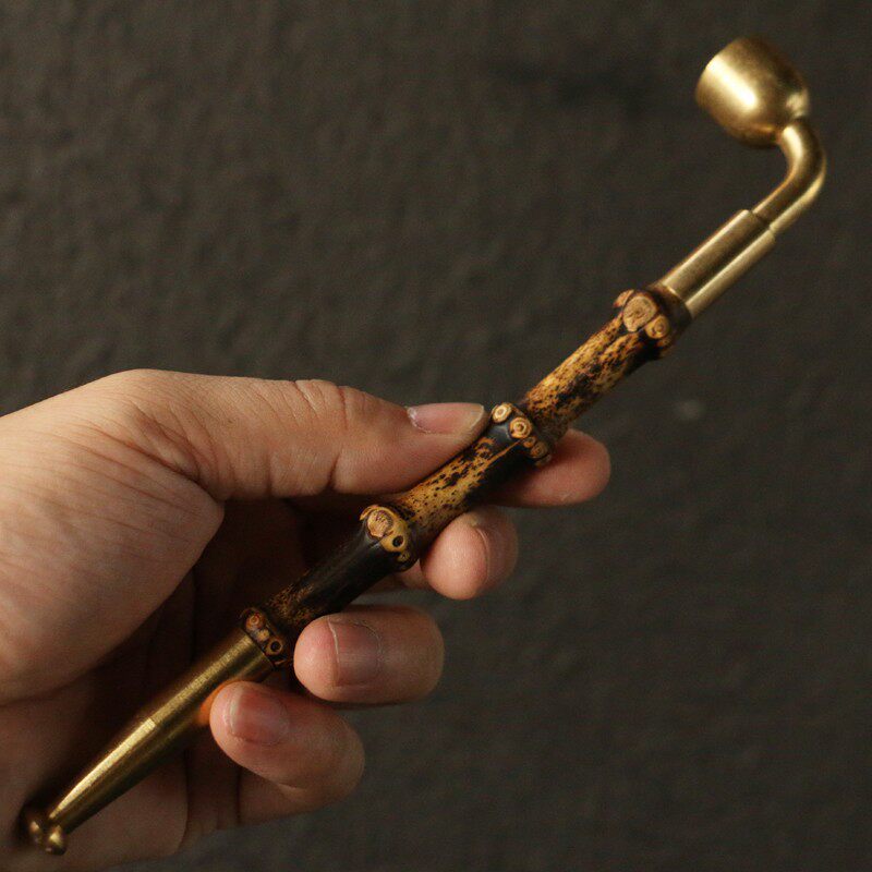 烟斗纯手工制作紫竹鞭筒文玩把件把玩烟器鼻烟壶收藏送礼竹工艺品