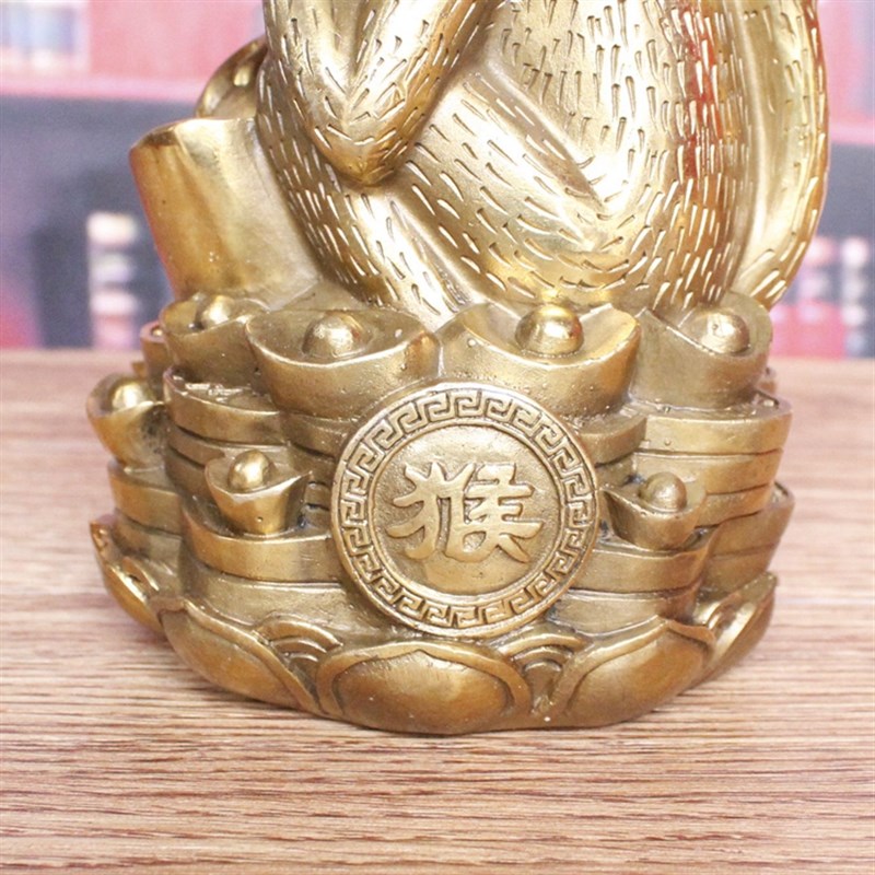 铜猴摆件纯设猴子吃桃金属猴工艺品家居摆二十铜生肖猴装饰品