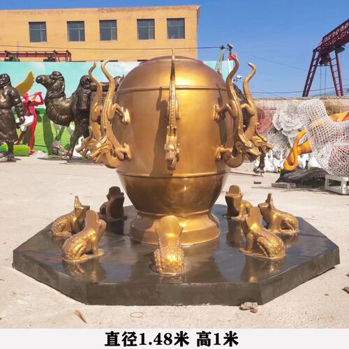 玻璃钢仿铜雕塑金色校园景观地震仪雕塑铸铜地动仪园林广场雕塑