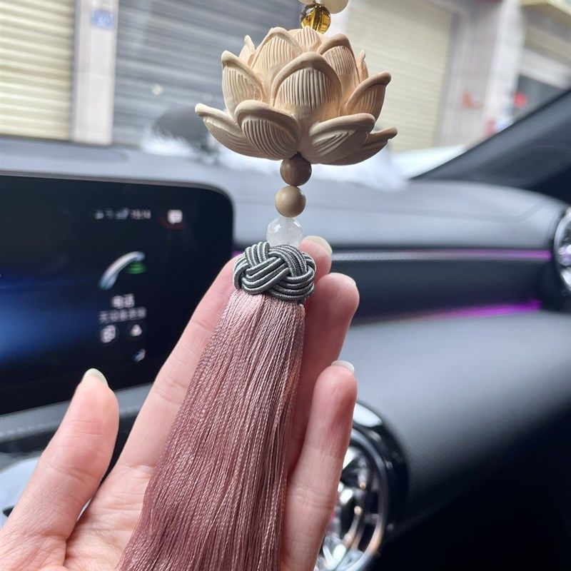 汽车挂件莲花平安车载创意后视镜挂件文艺小清新车内吊坠品