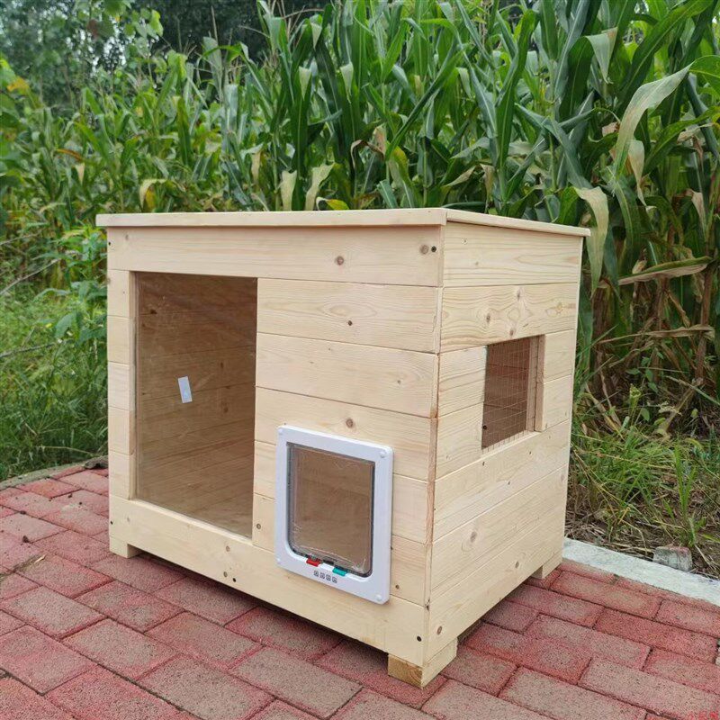 定制实木室内平顶猫屋猫别墅狗房狗狗猫窝狗笼宠物窝屋窝宠物用品