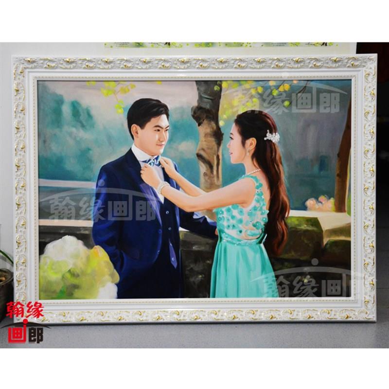 纯手绘油画定制 人物婚纱油画 宠物风景画 传统肖像个性订制装饰