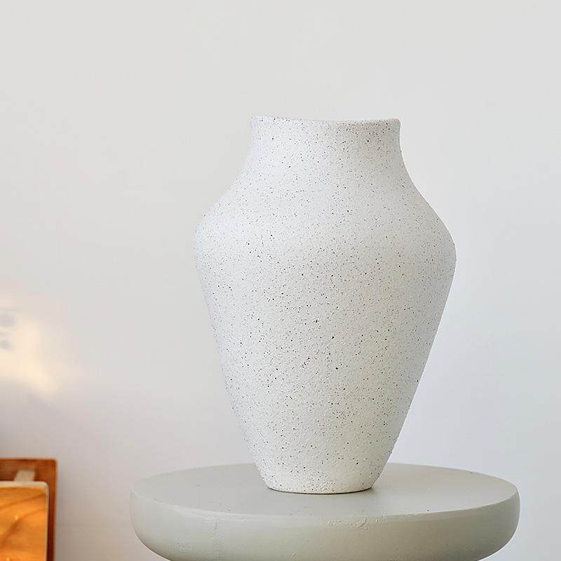 陶瓷花瓶水培桌面餐桌岛台雪柳鲜花吊钟冬青花艺粗砂质感装饰花盆