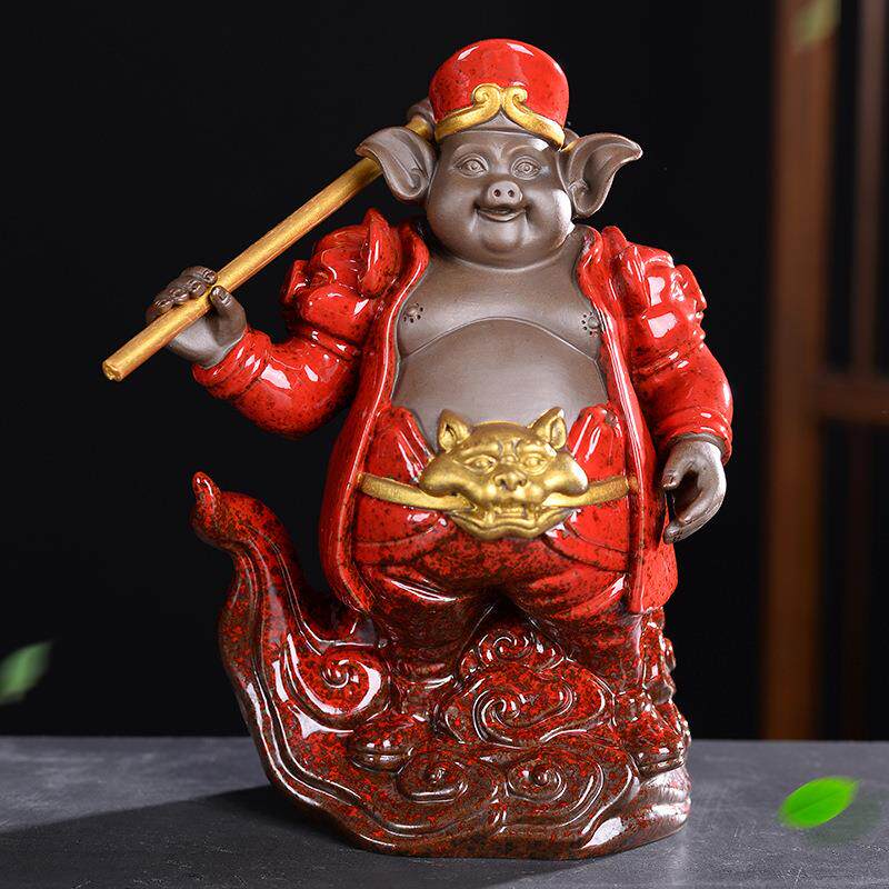 创意招财陶瓷工艺品猪八戒软装饰品家居室内客厅桌上禅意陶瓷摆件