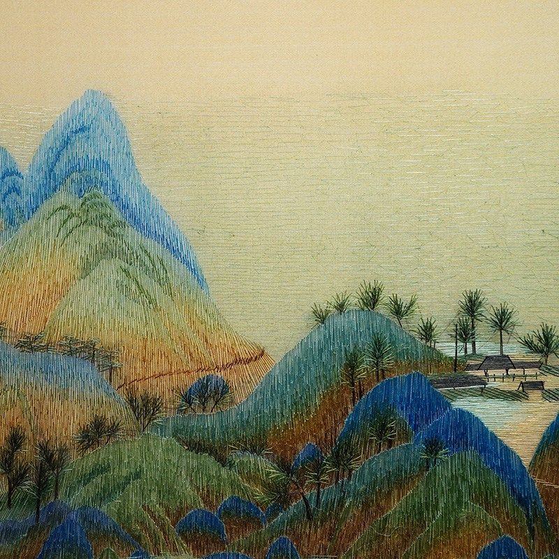 精绣成品挂画厅里江山纯手工刺绣客千书房茶室卧室苏品中式装饰画