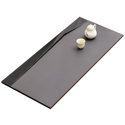 乌黑金石头茶盘子长方形石盘家用嵌入式茶海天然石材茶台茶具托盘