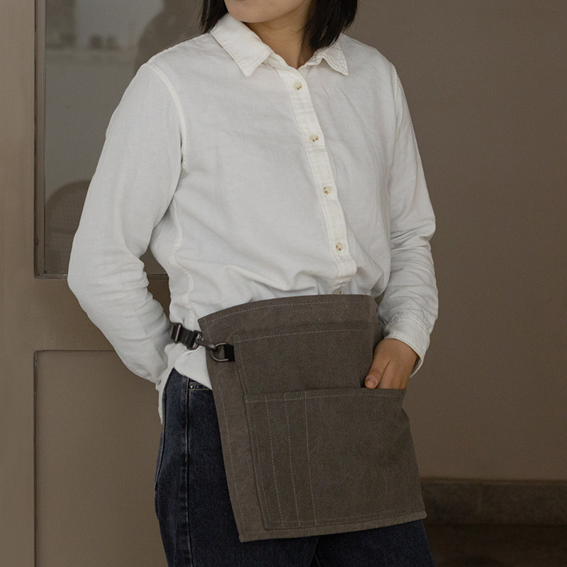 厅造半身帆布短围裙理发师园艺油画餐g服务员男女可调节定制lo鹿o