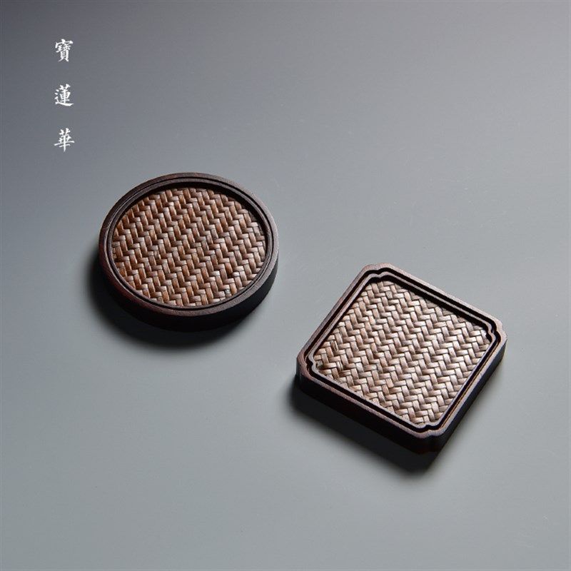 手工竹编席面重竹杯托 竹杯垫 茶托 隔热垫 茶垫 壶托垫 功夫茶具