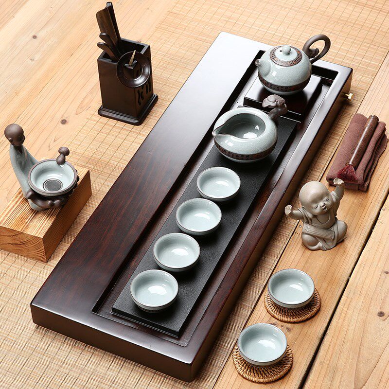 友尚乌金石茶盘套装家用整套功夫紫砂茶具茶壶杯整块茶台实木茶海