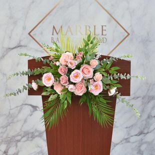 挂式演讲台仿真花主席台发言台假花装饰水牌花壁挂花摆设成品花艺