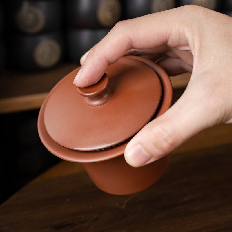 钦州坭兴陶马蹄盖碗手抓壶不烫手泡茶碗单个高档茶壶便携式茶具
