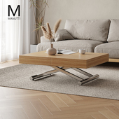 manutti升降折叠伸缩茶几变餐桌一体两用多功能可移动小户型茶几