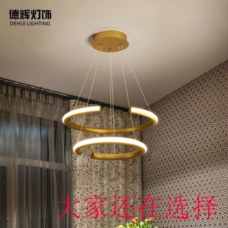 新款吊灯轻奢风简约卧室客厅酒店餐厅灯创意金色三头吊灯中山灯具