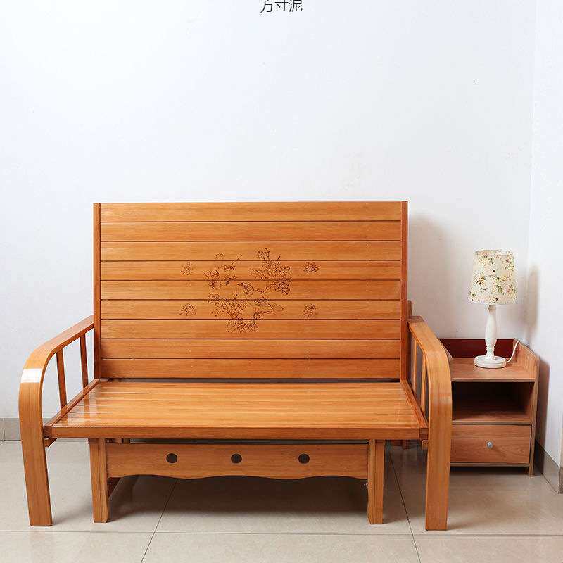 可折叠沙发床两用双人单人多功能竹床客厅家用经济型推拉简易凉床