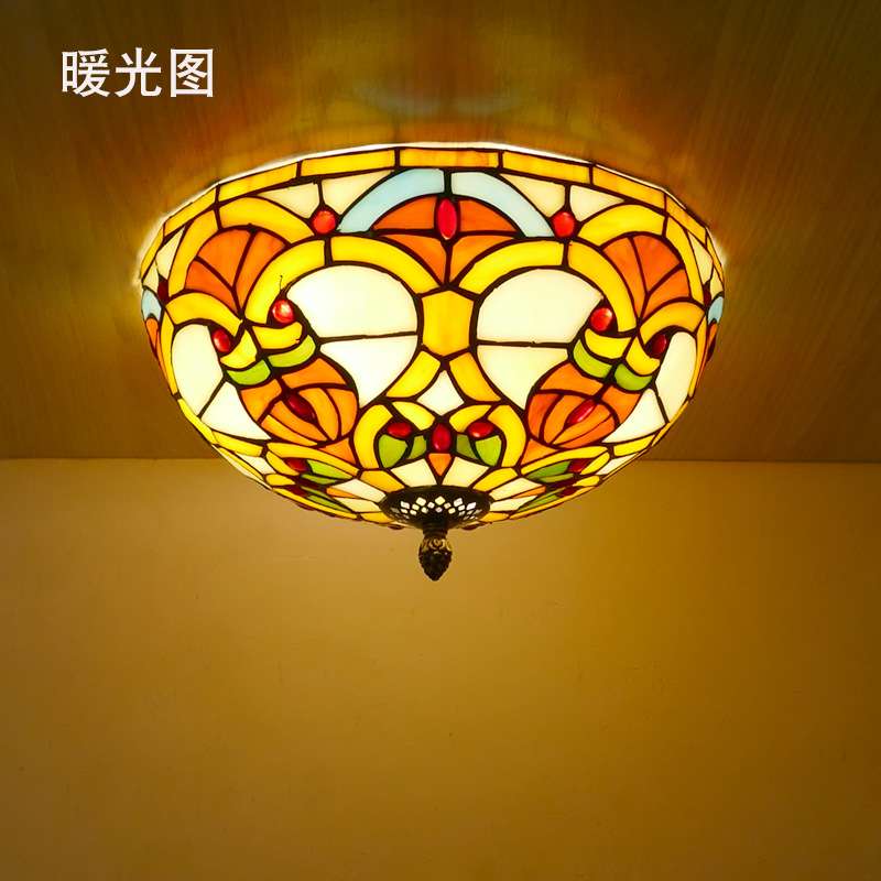 欧式田园玻璃蒂凡尼地中海吸顶灯门厅玄关过道走廊阳台卧室灯饰