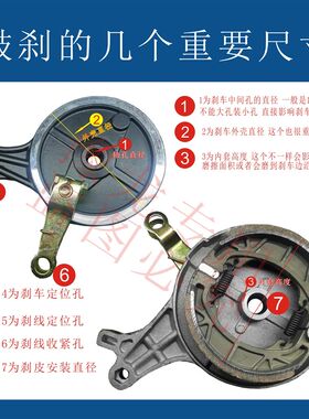 电动车电瓶车鼓刹刹车盘前后涨刹片通用带锁卡槽电摩刹车配件总成