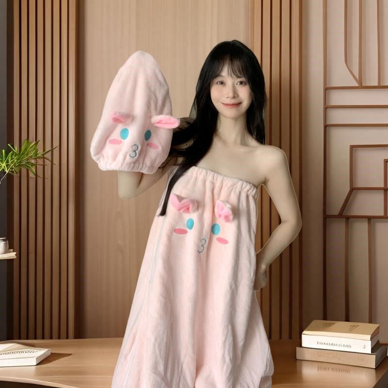 卡通吸水速干浴巾女生可穿可裹洗澡大毛巾浴袍式浴裙可爱2024新款