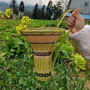 手工编织儿童背篼苗族背篓拍照背篓道具背篼竹编竹竹子凉背篓